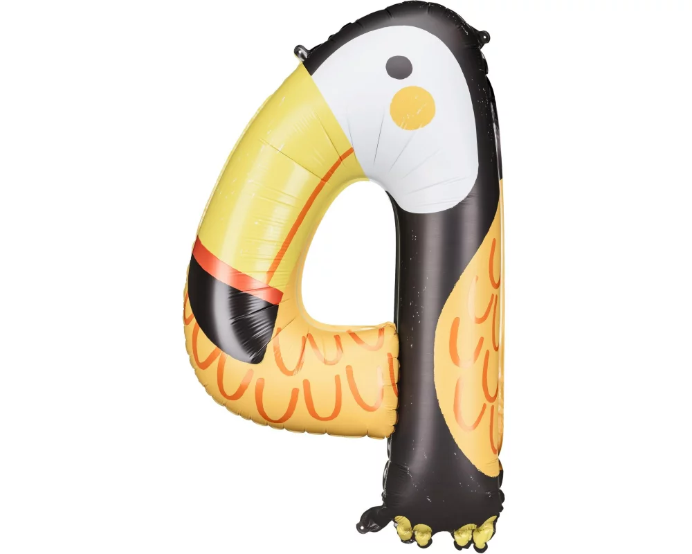 Partydeco Folienballon Nummer 4 als Motiv 68 x 91 cm, 1 Stück