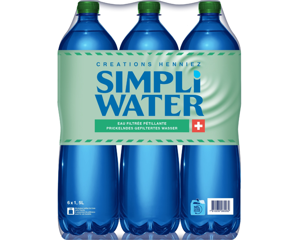 SIMPLI WATER gefiltert, mit Kohlensäure 14505585 150 cl, 6 Stk.
