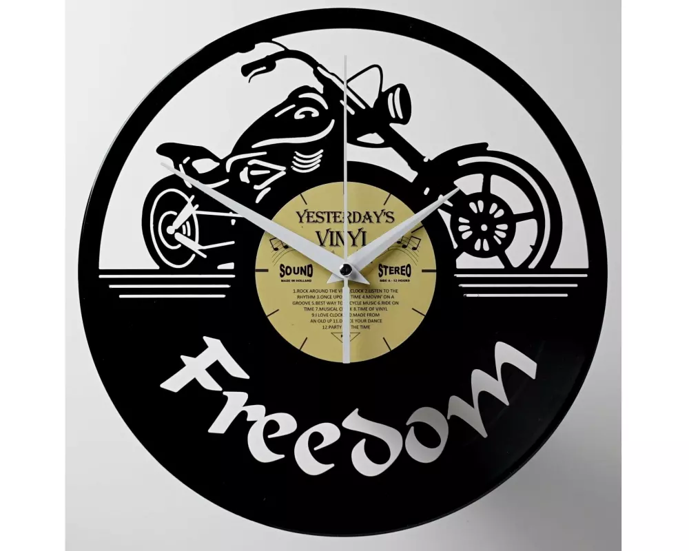 Yesterday's Vinyl Wanduhr Freedom Motor Ø 30 cm, Gold/Schwarz