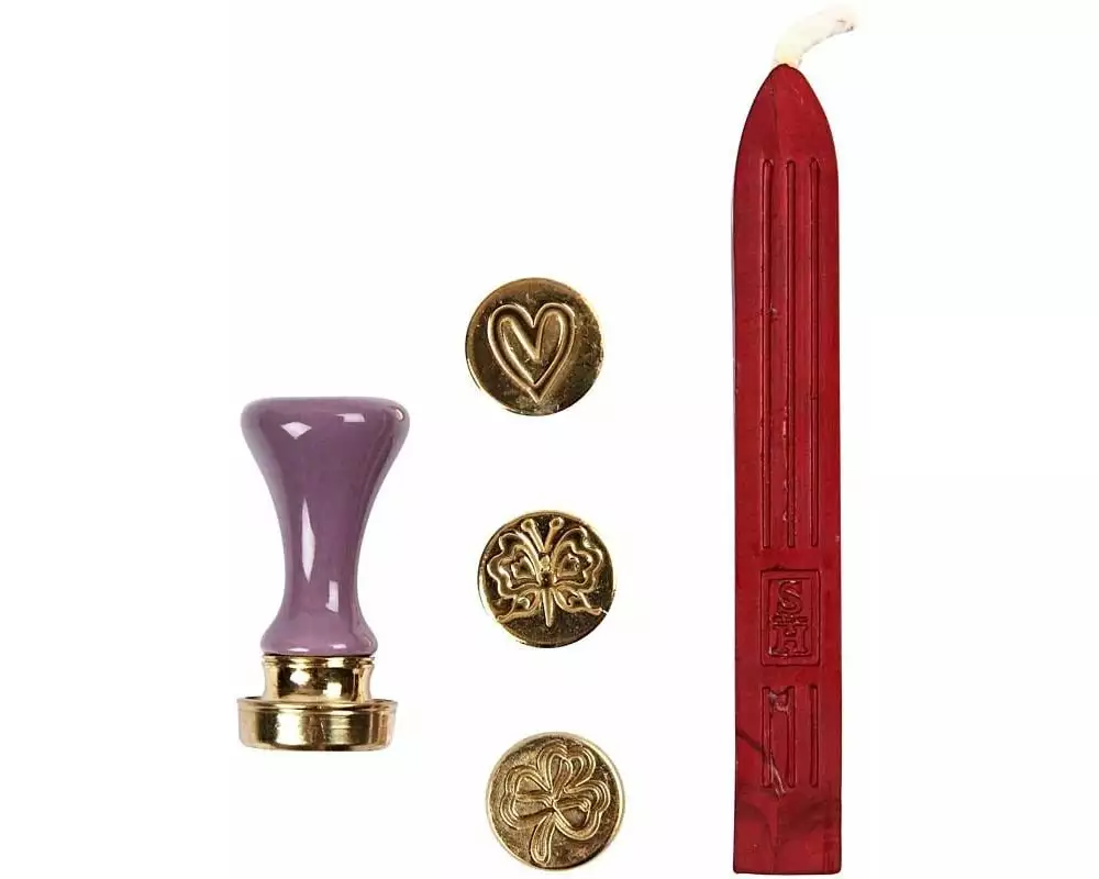 Creativ Company Siegel Herz/Kleeblatt/Schmetterling, Rot