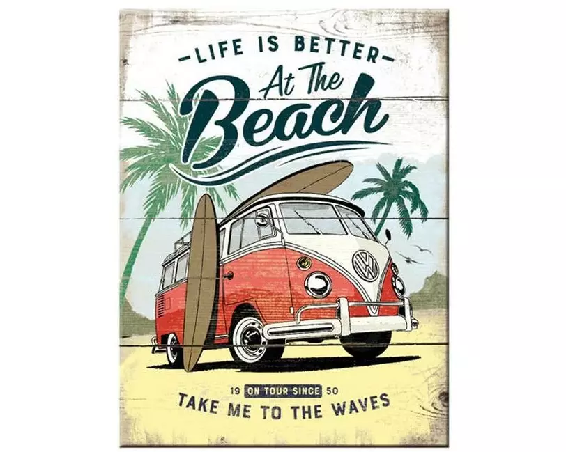 Nostalgic Art Haftmagnet VW Bus Beach 1 Stück, Mehrfarbig