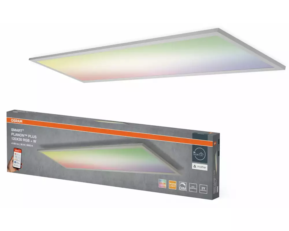 OSRAM LED-Panel 1200 x 300 mm, 36 W, 3000 lm, 3000 K, RGBW