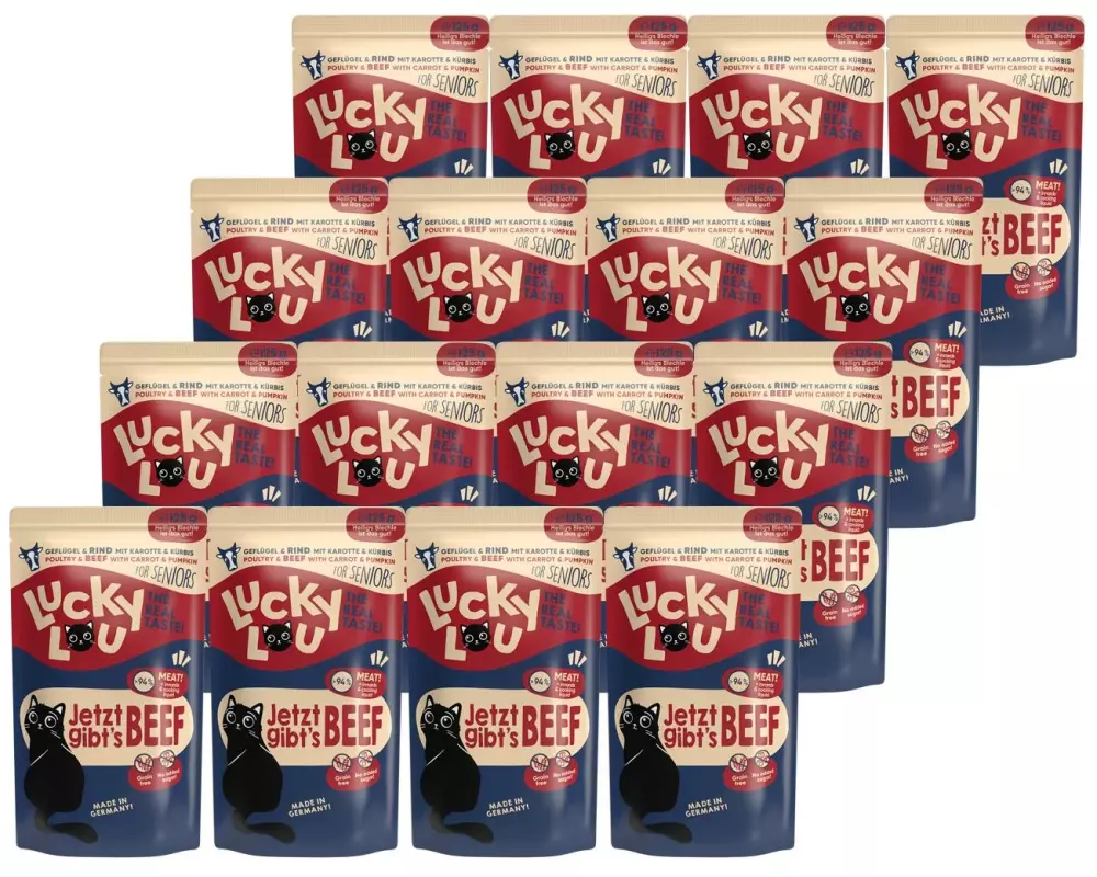 Lucky Lou Nassfutter Lifestage Senior Geflügel & Rind, 16 x 125 g