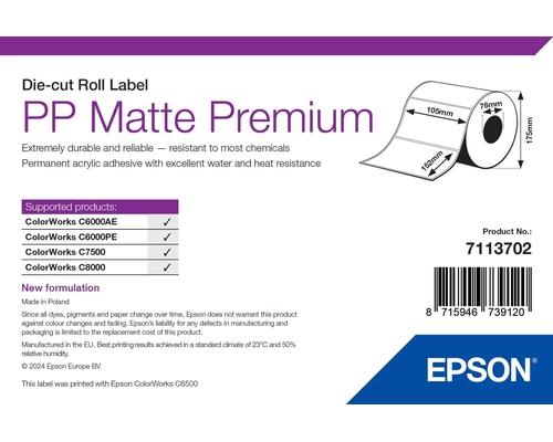 Epson 7113702 Druckeretikett Weiß Selbstklebendes Druckeretikett