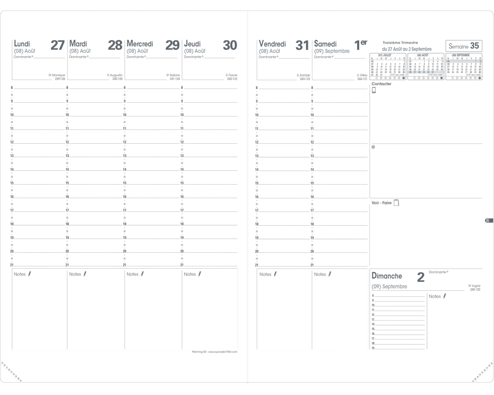 QUO-VADIS Planning recharg 25/26 282004Q 1W/2S 16M FR 18x24cm