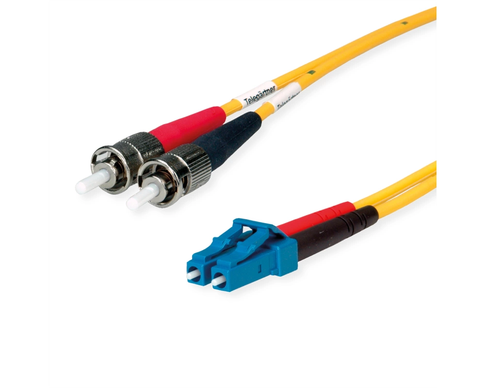 TELEGÄRTNER Duplex-Adapterkabel 9/125 OS2, 2x ST Stecker, 1x LC Duplex Stecker, gelb, 5 m