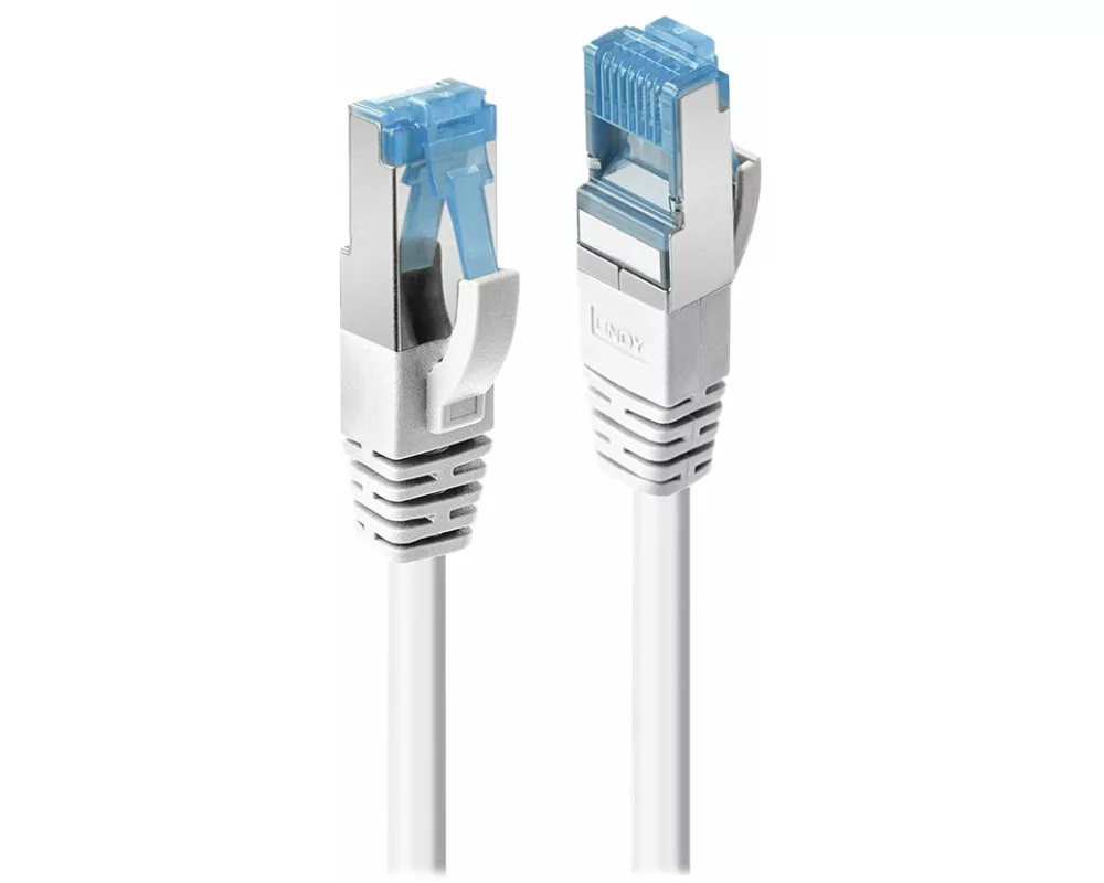 LINDY Patch Cable, Cat6A, S/FTP, RJ45-RJ45, 0,3m, white, LSOH, PIMF