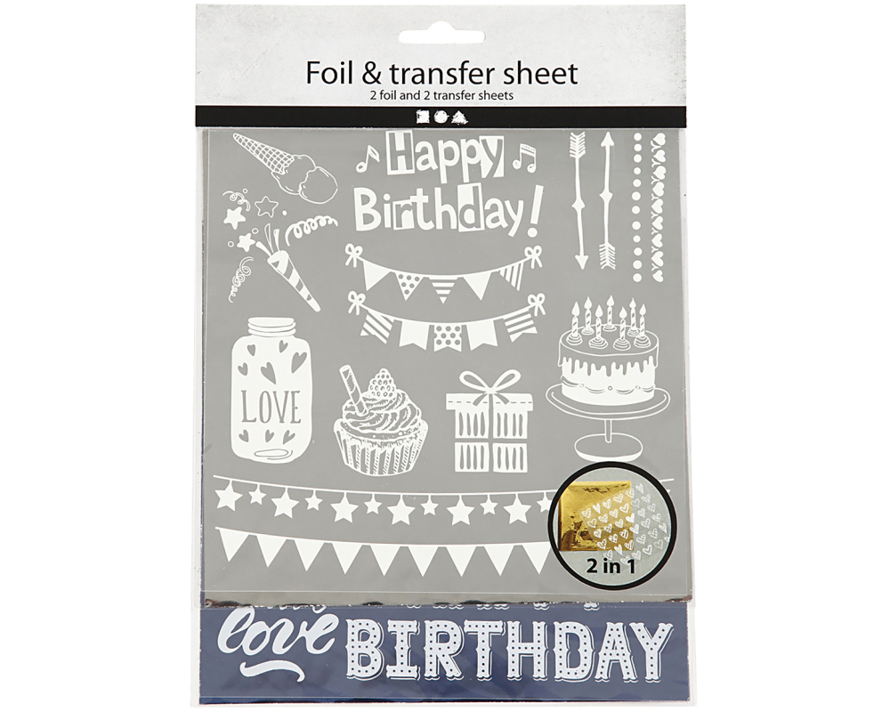 MAREIN Foliensticker Transfer 283553 Birthday, 2 Blatt