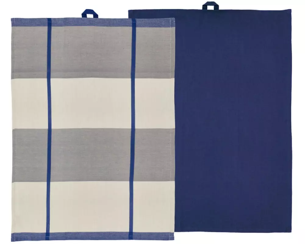Södahl Geschirrtuch-Set Blocks, 50 x 70 cm, Royal Blue, 2 Stück