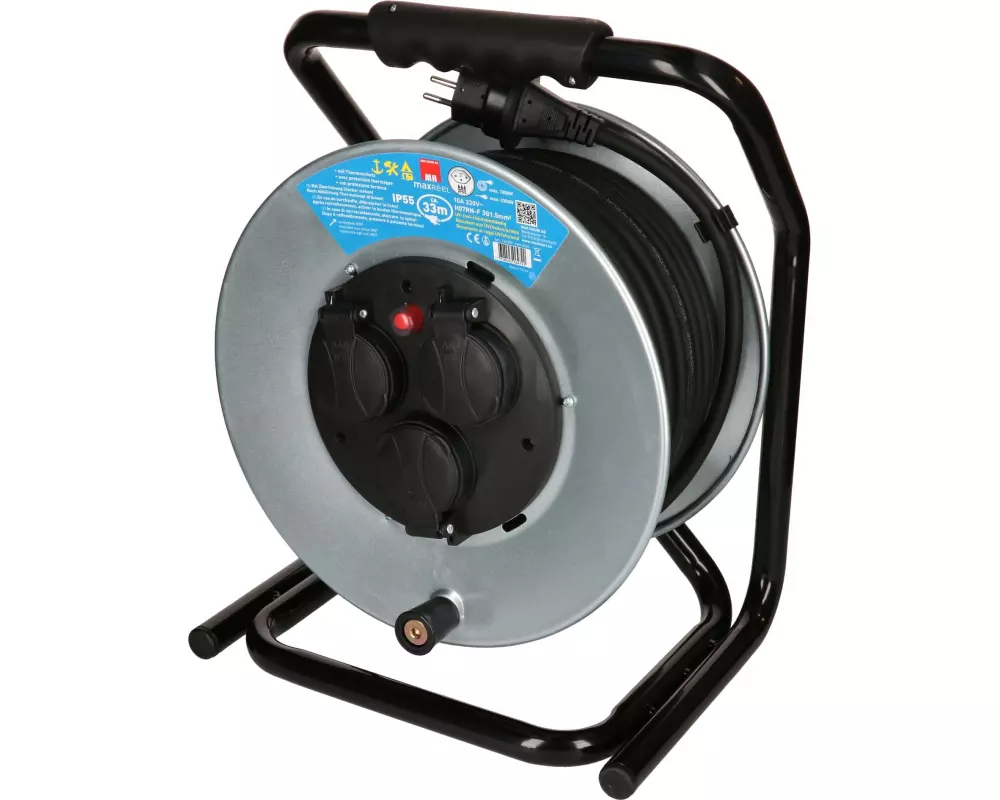 Max Hauri Kabelrolle maxREEL 33 m, 3x T13, IP55, Silber