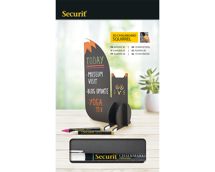 SECURIT Kreidetafel SQUIRREL T3D-SQUIR schwarz 23.5x14.1x7.8cm