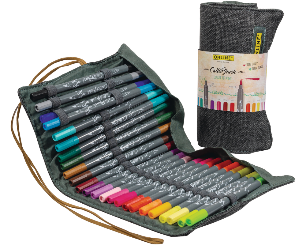 ONLINE Callibrush Pen Double Tip 81463 Roll Pouch, 24 Stück