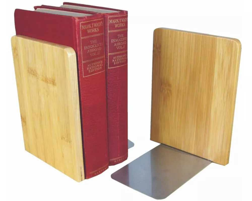 MyLibrary Buchstützen 2er Set - Holz & Edelstahl - Bookends
