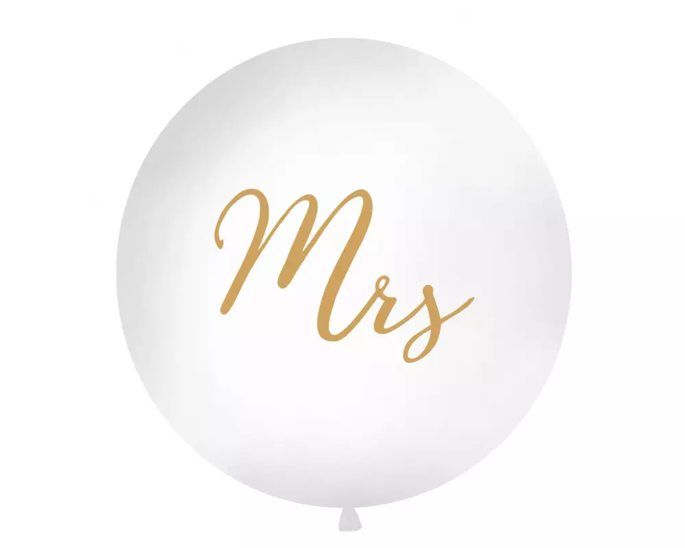 Partydeco Luftballon Mrs Ø 1 m, Gold/Weiss