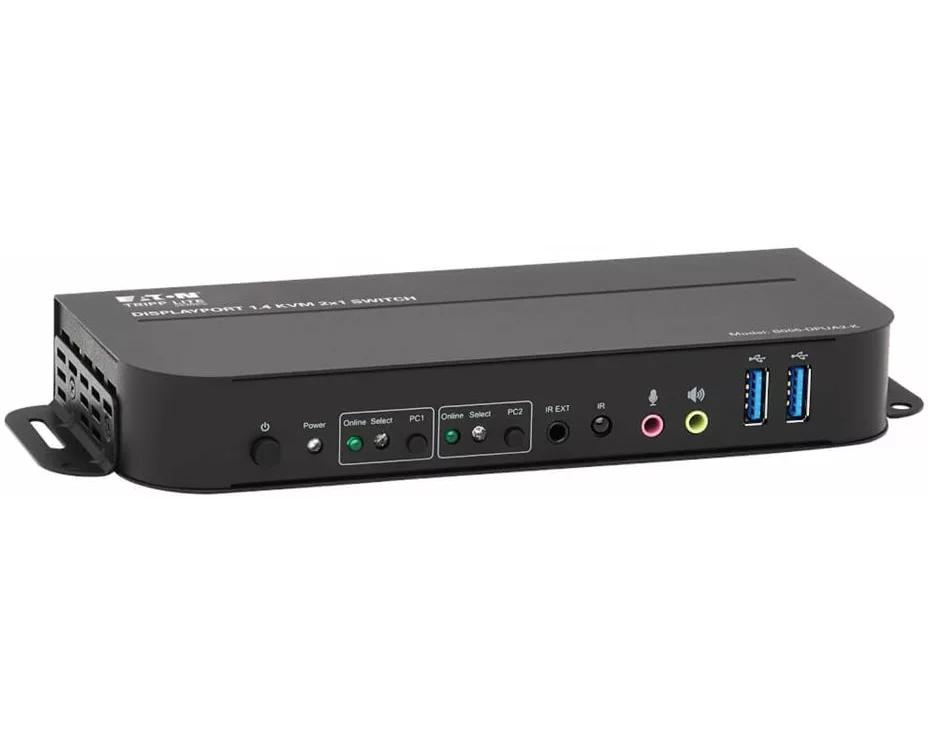 EATON TRIPPLITE 2-Port, DisplayPort/USB, KVM, Switch, 4K, 60Hz, HDR, HDCP, 2.2, IR, DP, 1.4, USB, Sharing, USB 3.0, Cables