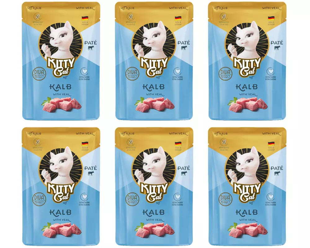 KITTY Cat Nassfutter KittyCat Paté Pouch Kalb 6 x 85 g