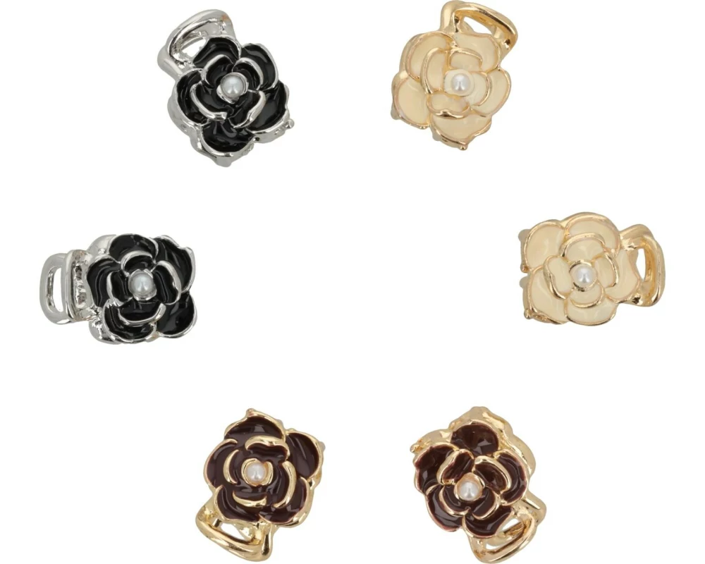 Trisa Accessoires Kleine Blumenhaarklemmen, Crème, Braun, Schwarz