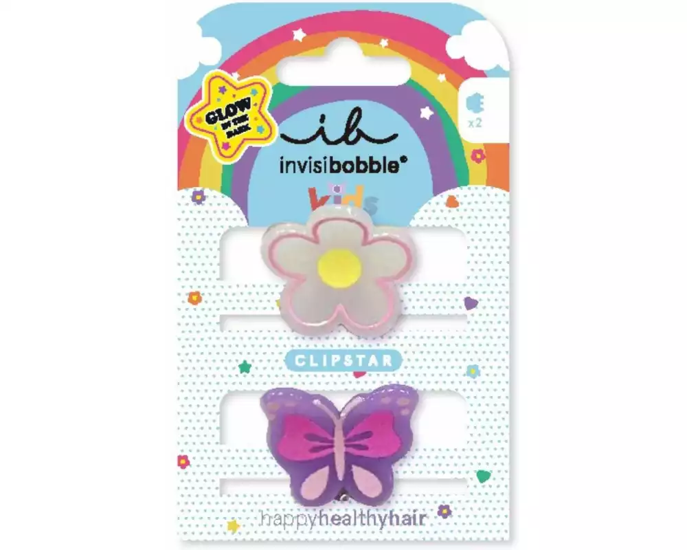 Invisibobble Haarklemme Invisibobble Clipstar Glow Kids, Happy 2 Stück
