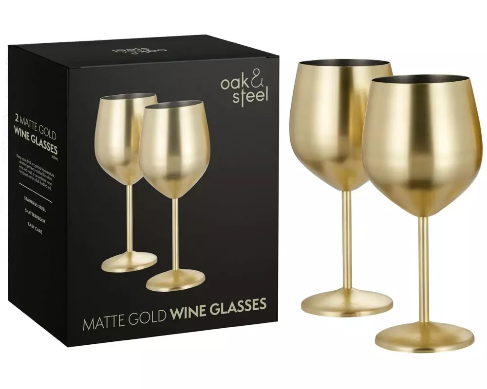 Oak & Steel Weingläser-Set 500 ml, 2 Stück, Gold matt
