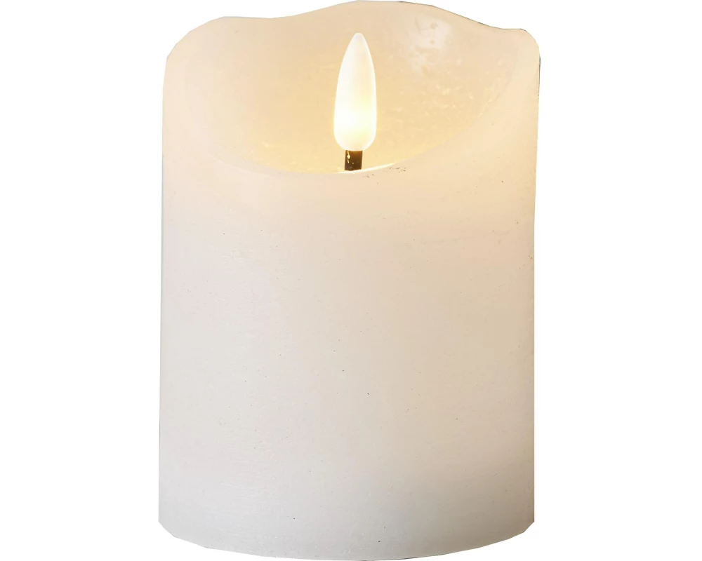 Star Trading LED-Kerze Flamme Rustic, Ø 7.5 x 10 cm, Weiss