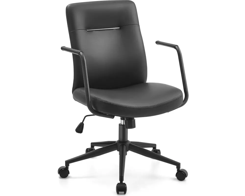 Songmics Bürostuhl mit Polsterrücken und Armlehnen, Schwarz