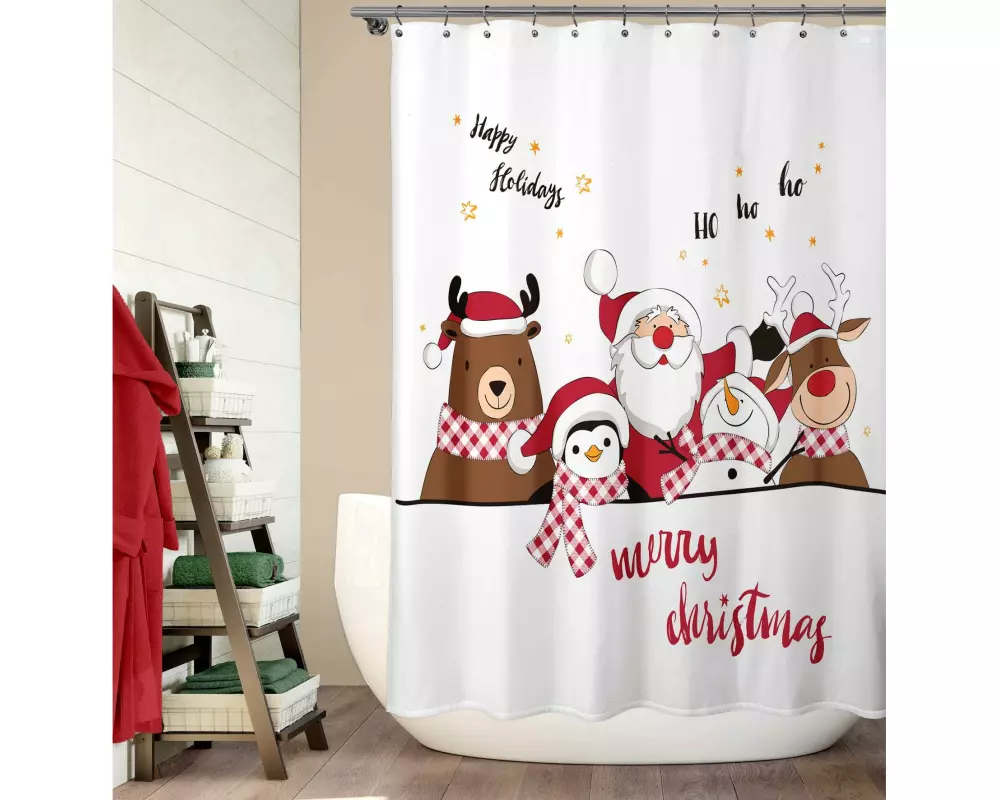 diaqua Duschvorhang Ho ho ho 180 x 200 cm, Schwarz/Rot/Weiss