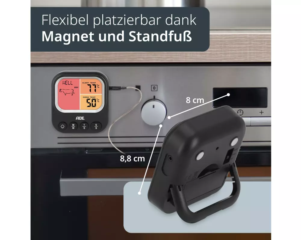 ADE Digitales BBQ-Thermometer schwarz