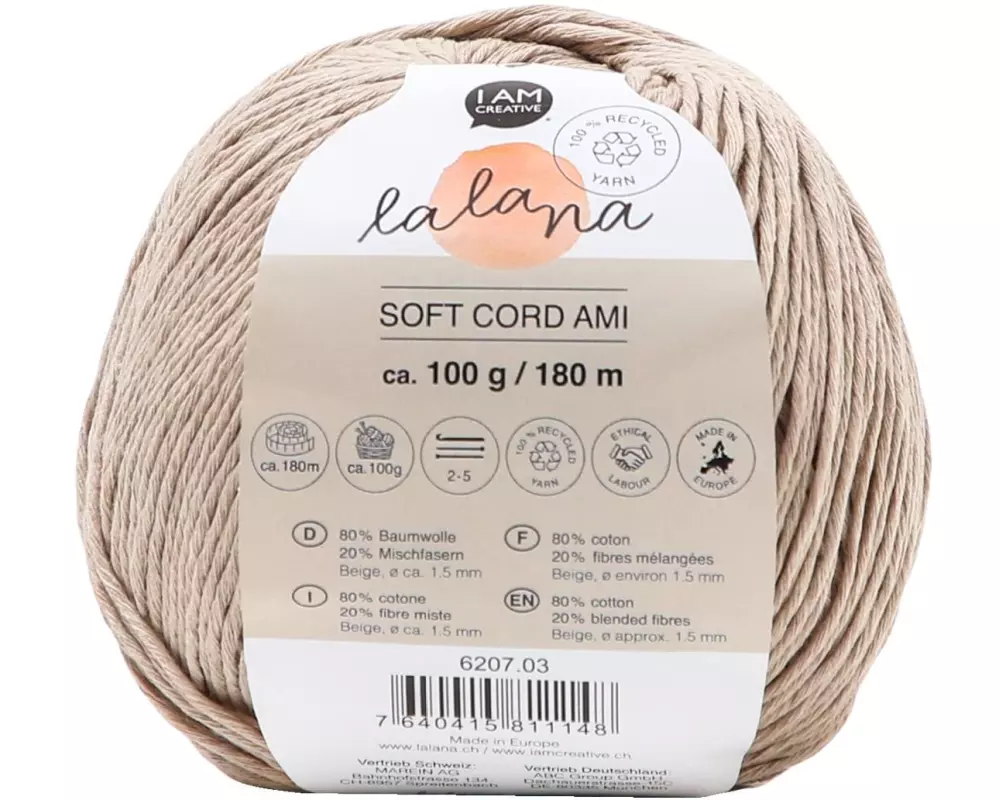 lalana Wolle Soft Cord Ami 100 g, Beige