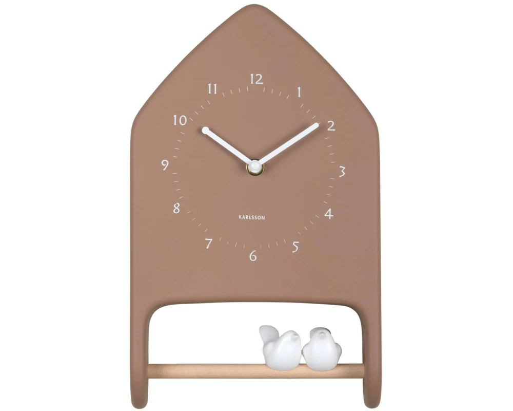 KARLSSON Wanduhr Love Birds 20 x 32 cm, Mokkabraun
