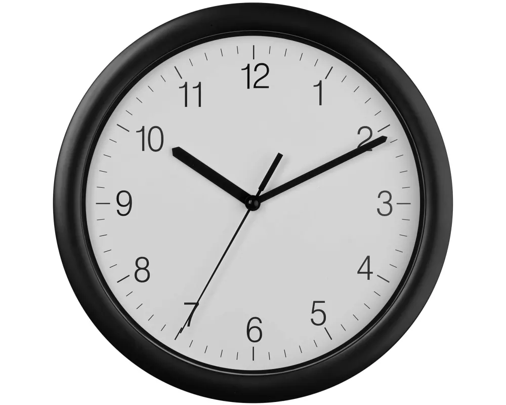 TFA Dostmann Wanduhr mit Sweep Ø 25.4 cm, Schwarz