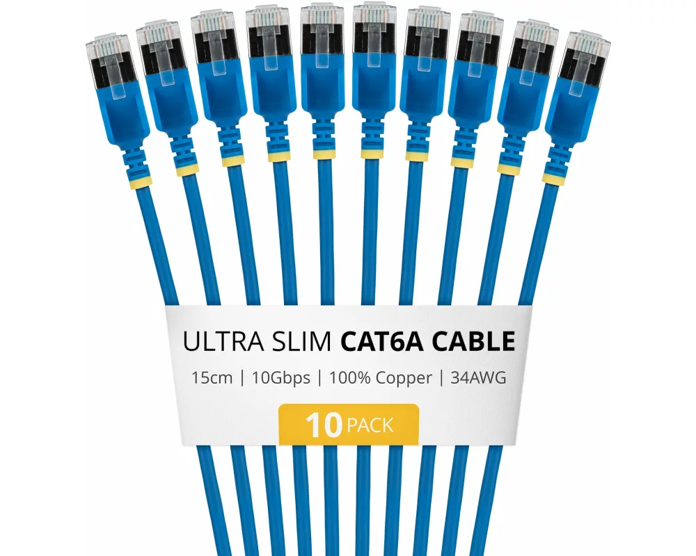 StarTech.com 6ASTP34BLS15CM10PK Netzwerkkabel Blau 0,15 m Cat6a U/FTP (STP) Rund