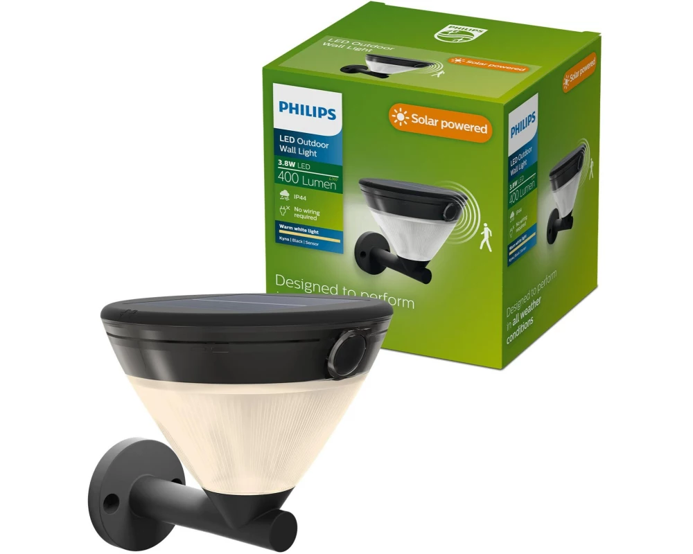 Philips Wandleuchte Solar Kyna, 3.8W, 2700 K, 400 lm, Schwarz