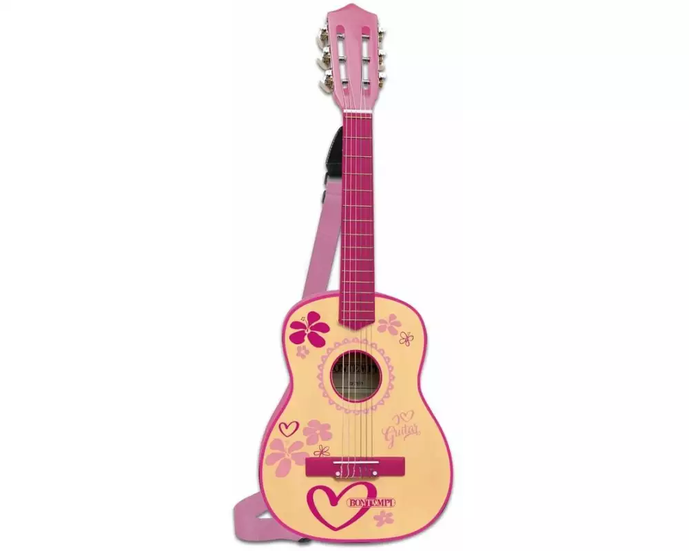 Bontempi Musikinstrument Gitarre 6 Saiten 75 cm pink aus Holz