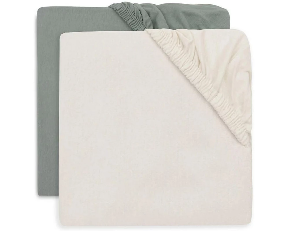 Jollein Fix-Leintuch 2er Set 70/75 x 140/150 cm, Sea Green/Ivory