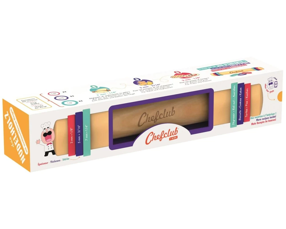 Chefclub Nudelholz mit Silikonringen 30 cm