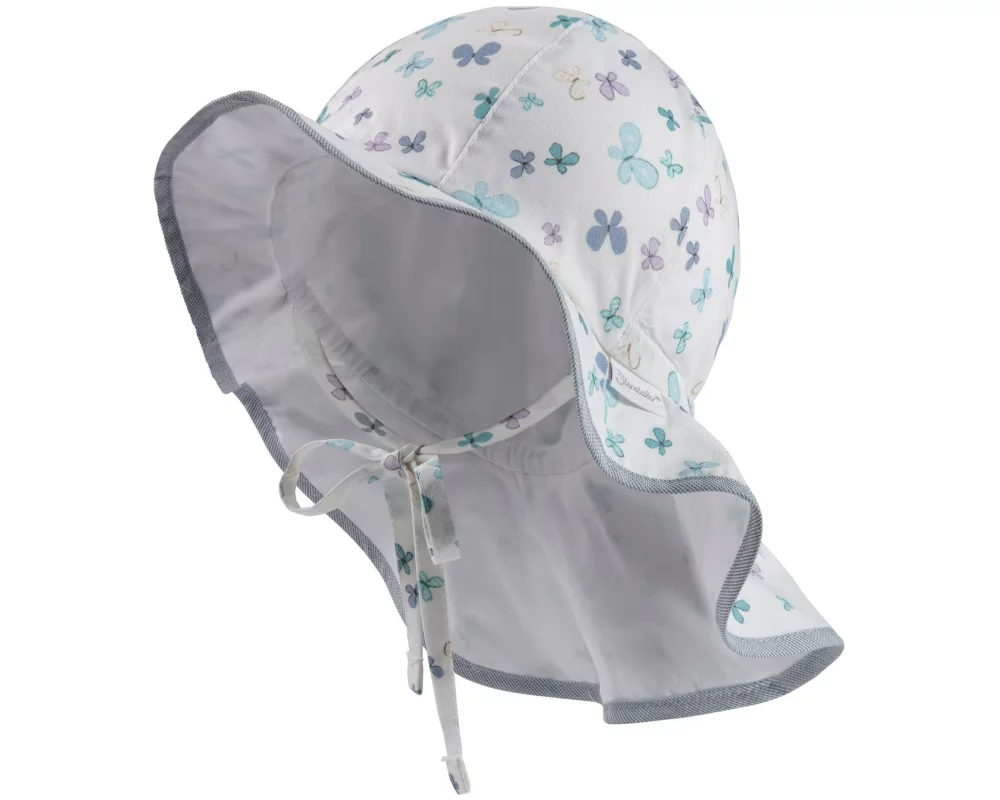 Sterntaler Sonnenhut mit Nackenschutz Schmetterlinge Weiss Gr. 51