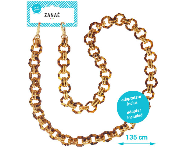 ZANAÉ Phone Necklace Golden Globe 17411 Leopard & Gold animal print