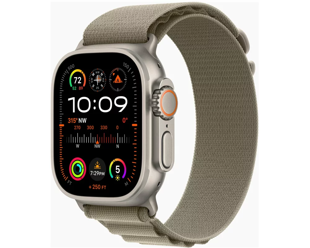 Apple Watch Ultra 2 GPS + Cellular 49mm Titanium Case with Olive Alpine Loop - Large