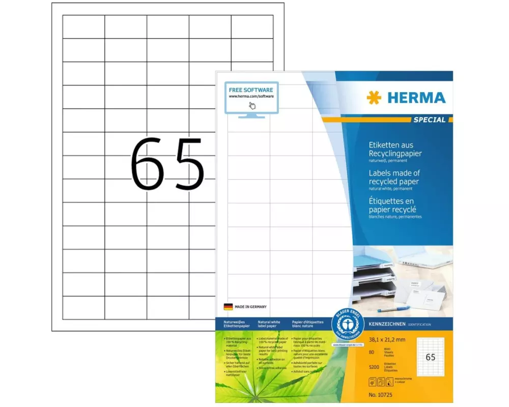 HERMA Universal-Etiketten 38.1 x 21.2 mm, 80 Blatt