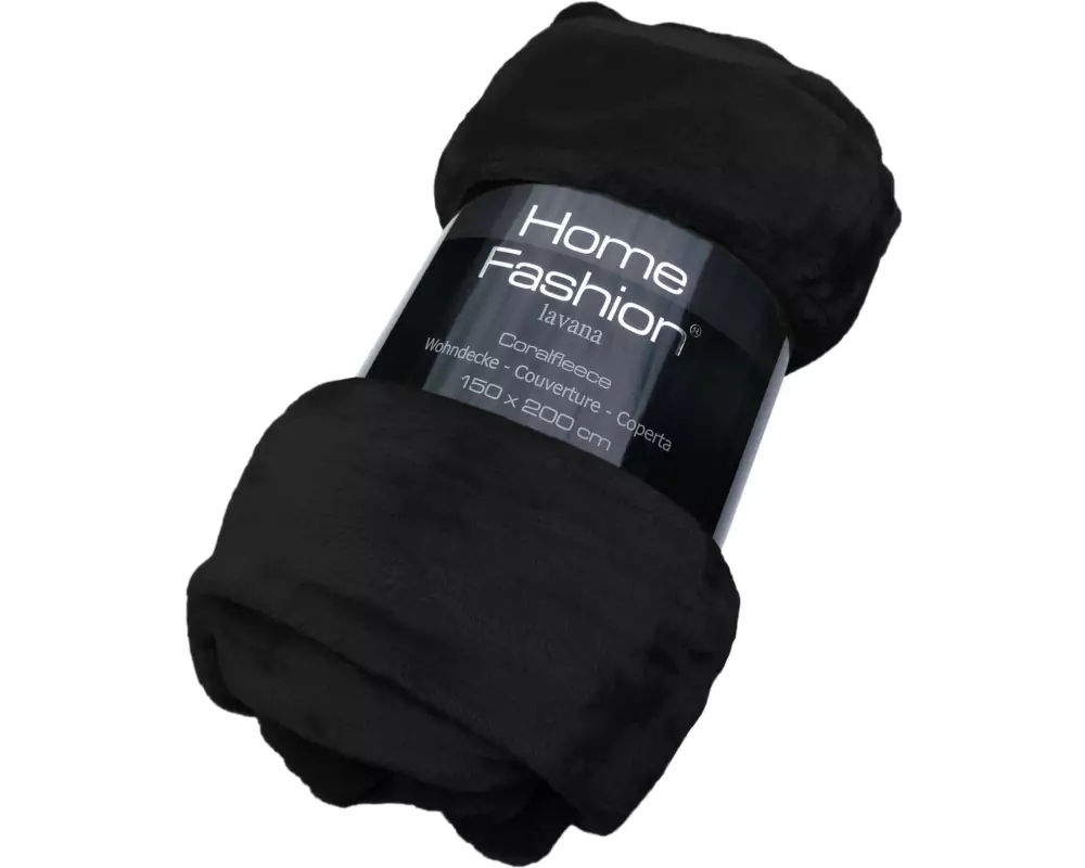 Home Fashion Decke Fleecedecke 150 x 200 cm, Schwarz