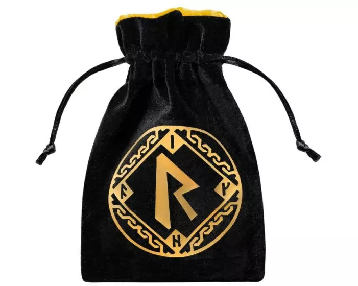 Q Workshop Würfelbeutel Runic Black & golden Velour Dice Bag