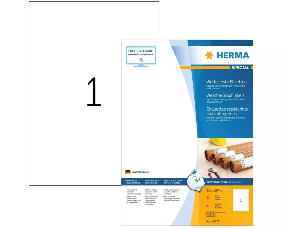 HERMA Outdoor-Etiketten 210 x 297 mm, 80 Blatt
