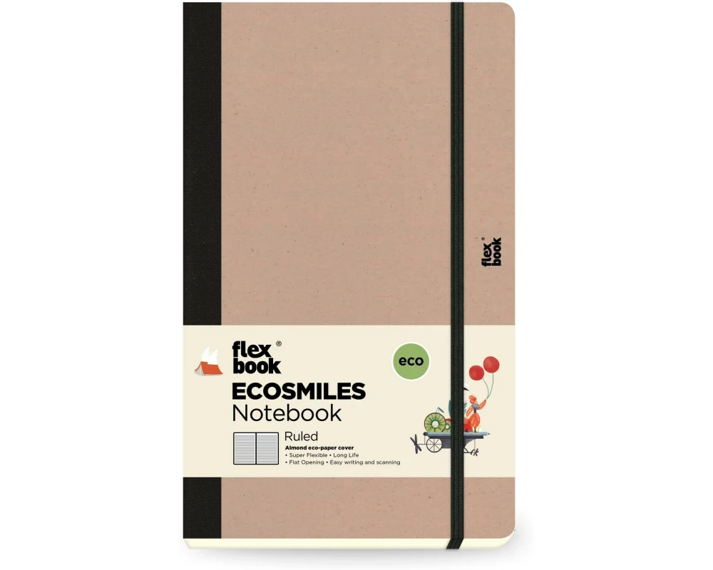 Flexbook Ecosmiles Notebook 13 x 21 cm, Liniert, Beige