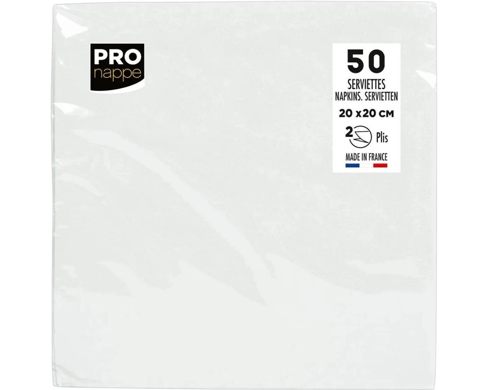 PRO nappe Papierservietten 20 cm x 20 cm, 50 Stück, Weiss