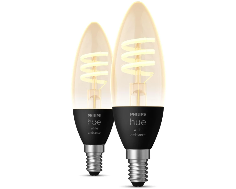 Philips Hue Leuchtmittel White Amb. Filament E14 Doppelpack