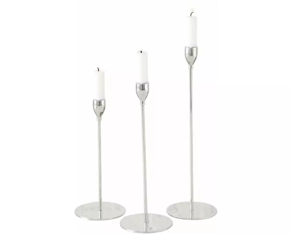 Boltze Kerzenständer Malte 3er Set, Silber