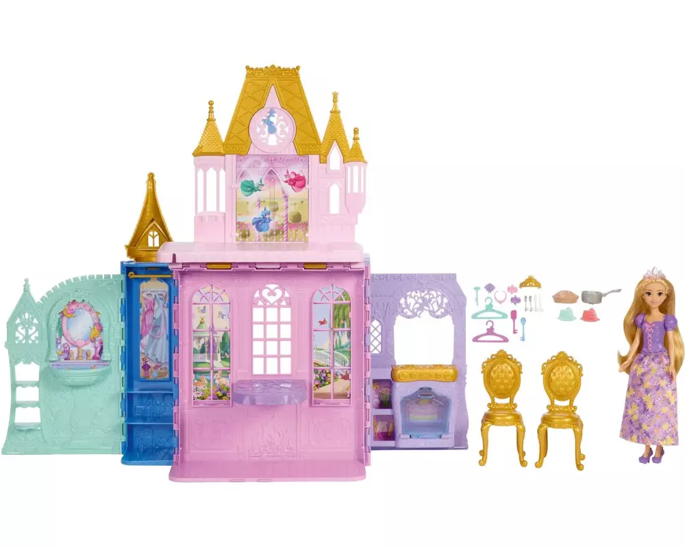 Disney Princess Rapunzel-Puppe und Schloss-Spielset Faltbar