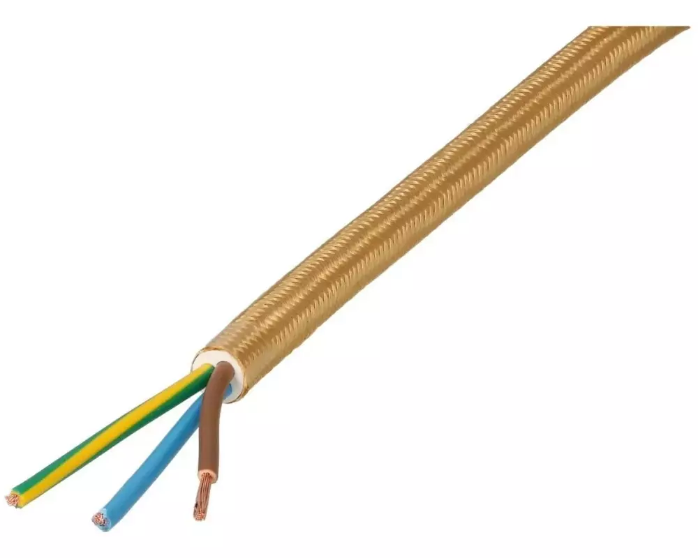 Max Hauri Installationskabel Textil 3 x 1.0 mm2, 5 m, Gold
