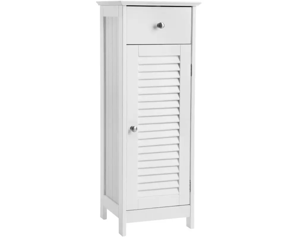 VASAGLE Badezimmerregal mit Tür 32 x 87 cm, Weiss