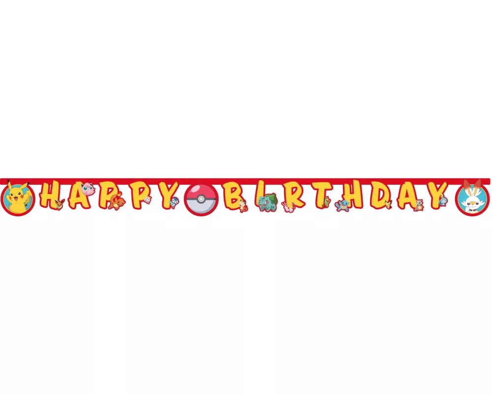 We fiesta Party Girlande Happy Birthday Pokémon 2 m, Mehrfarbig
